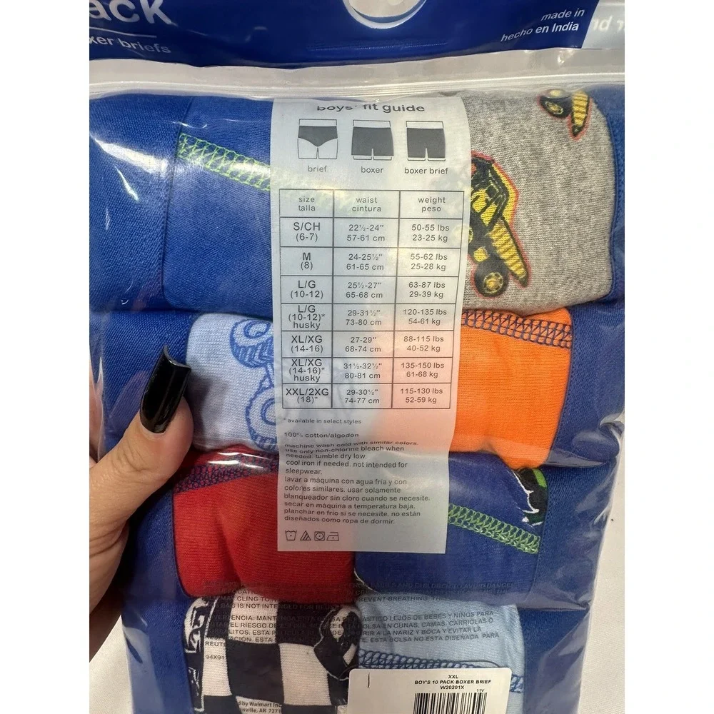 WONDER NATION boys underwear boxer briefs 10 pack SIZE XXL 2XL 18‎
